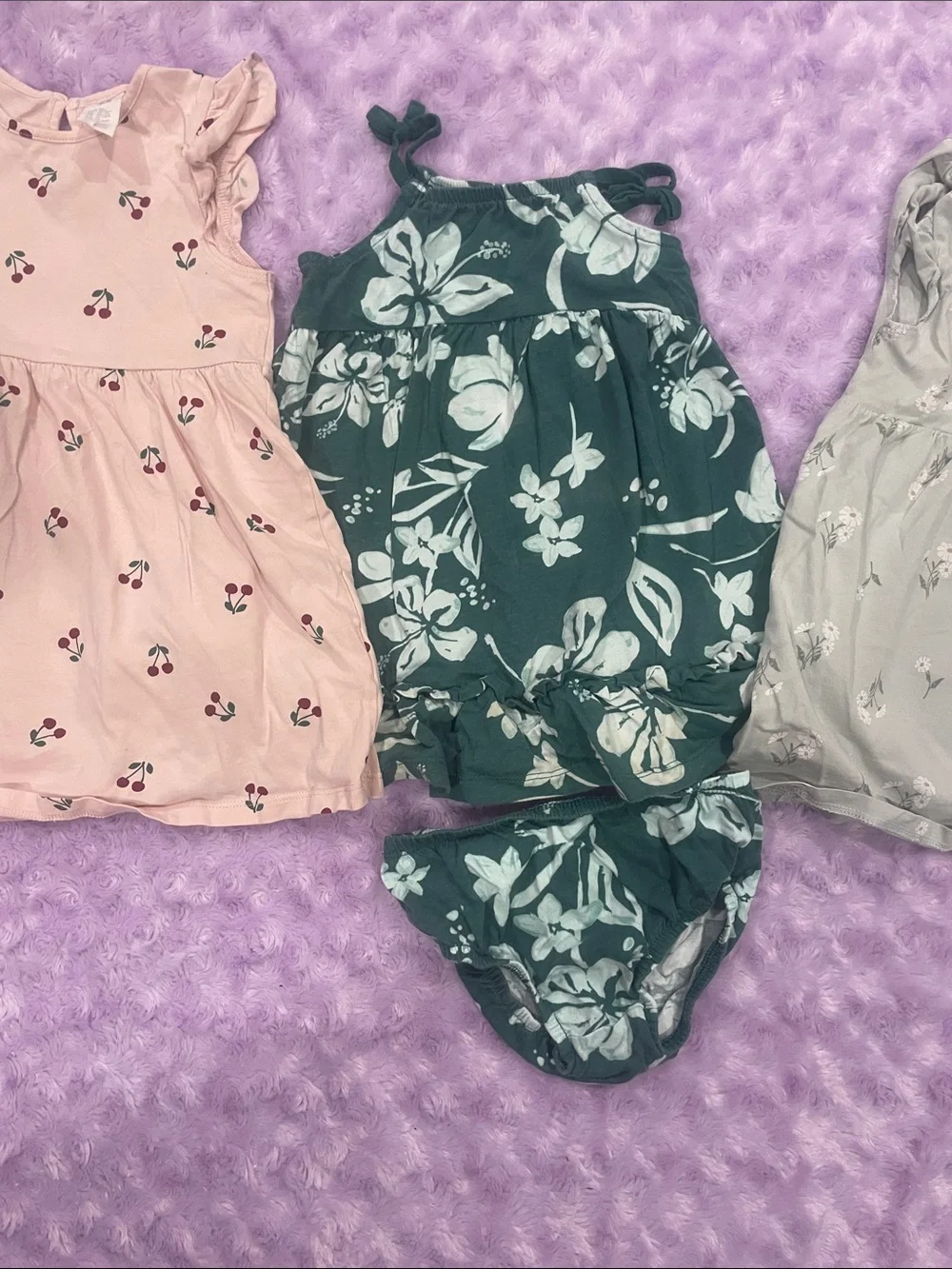 Carter's Dark Green Floral One-Piece Swimsuit with White Print